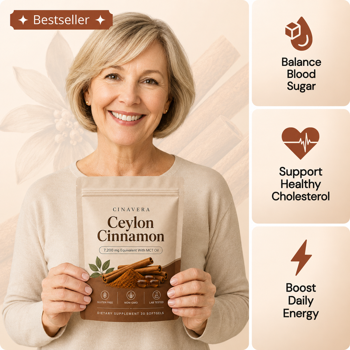 Ceylon Cinnamon 7200mg equivalent with MCT Oil