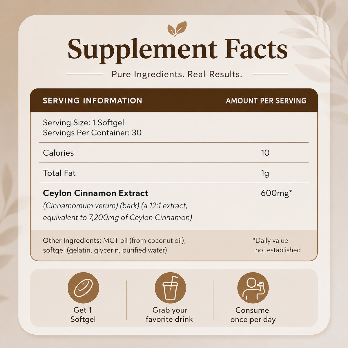 Ceylon Cinnamon 7200mg equivalent with MCT Oil